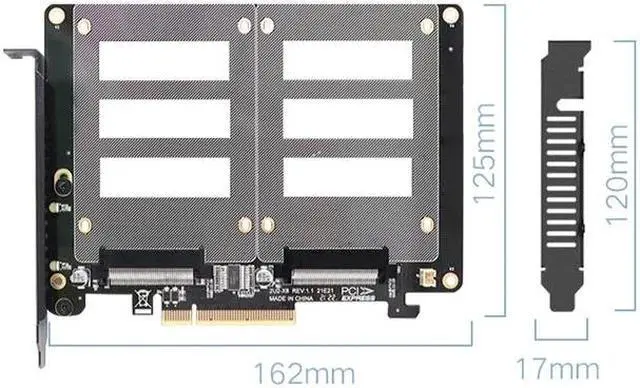 Alt view image 5 of 5 - X8 X16 Dual Disk U.2 Riser Card 2-U2X8 SSD PCIE 4.0 X8 X16 Adapter Card Rate 14000Mb/s For Windows 10/8/Linux