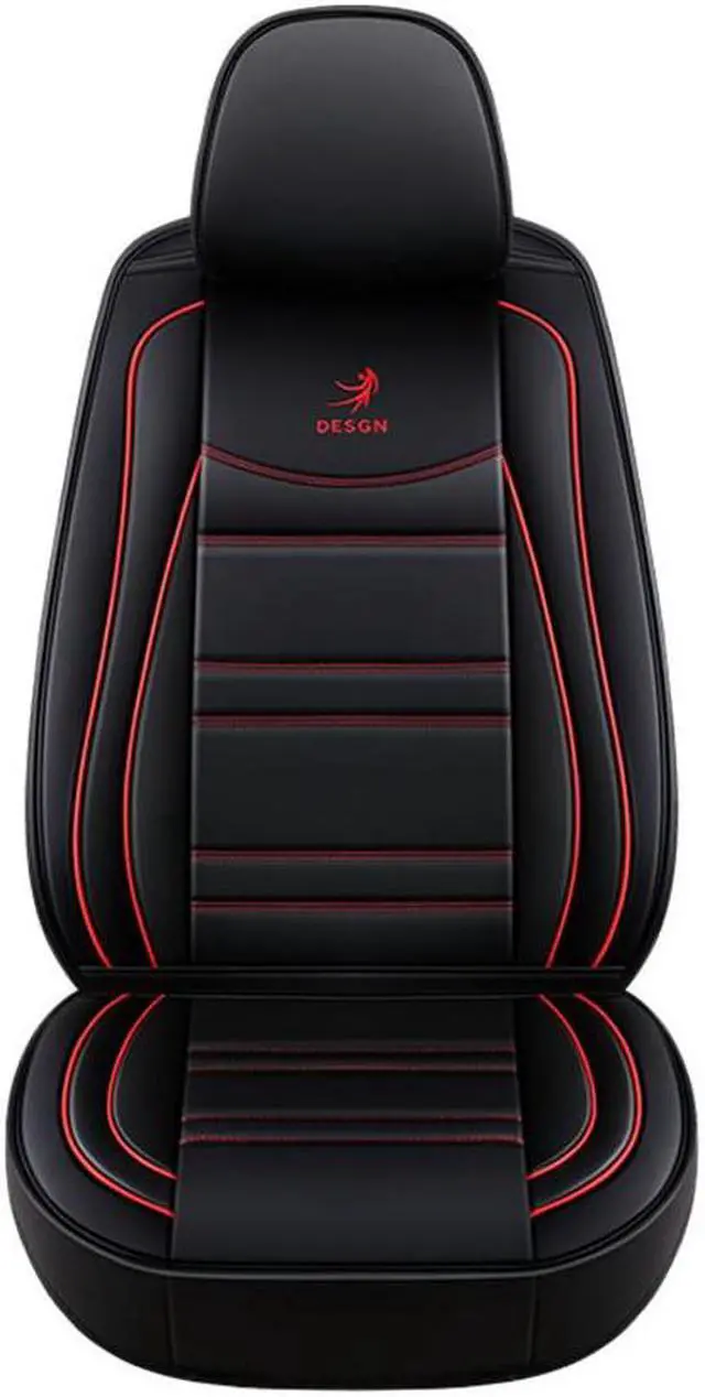 Main image of Acaigel Luxury Black PU Leather Car Seat Cover Pad Full Set Cushinon Red Line USA Ship