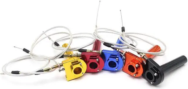 Alt view image 5 of 7 - Acaigel Blue CNC Motorcycle 7/8" Handbar Gas Throttle Grip Set Turn Twister + Cable USA