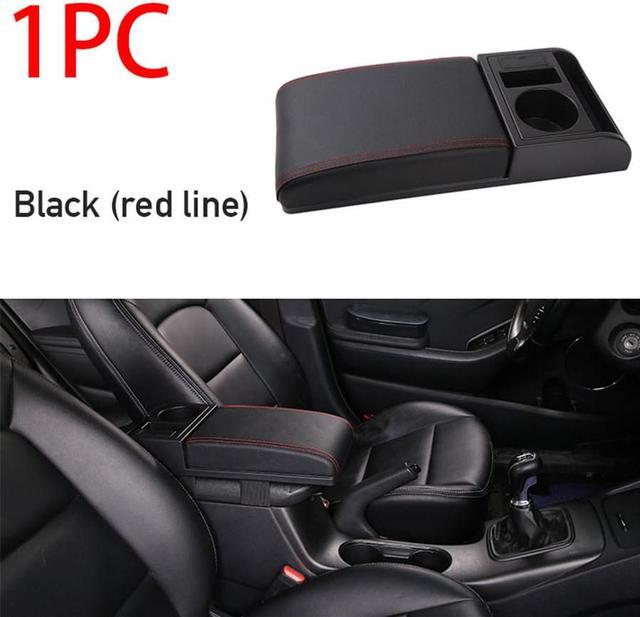 Alt view image 2 of 5 - Furulu Universal Black Car Center Console Armrest Pad Cup Holder PU Leather USB Charger