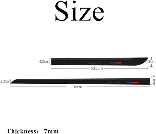 Alt view image 5 of 7 - Paiying 4X  Rubber Car Side Skirt Door Line Body Moulding Trim Cover Stripes US