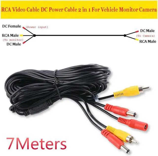 Alt view image 3 of 7 - Paiying 7M Car RCA Power o Video AV Cable Extension Wire for Auto Reversing Camera