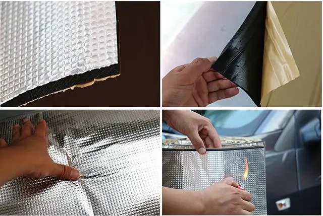 Alt view image 6 of 7 - Paiying 55''x39" Aluminum & Foam Auto Fire Wall Mat Soundproof Noise Insulation Deadener