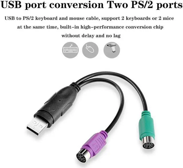 Main image of USB (Male) to PS2 (Female) Adapter Cable USB Interface to PS/2 Port For Windows 98/Me/2000/XP