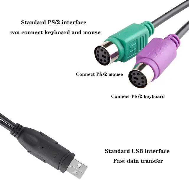 Alt view image 5 of 6 - USB (Male) to PS2 (Female) Adapter Cable USB Interface to PS/2 Port For Windows 98/Me/2000/XP