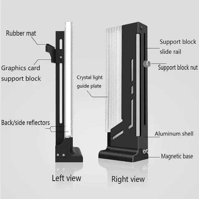 Alt view image 2 of 7 - RGB GPU Holder Video Card Holder Adjustable Non-Slip Graphics Card Bracket