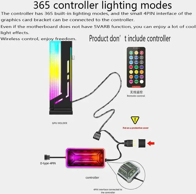 Alt view image 3 of 7 - RGB GPU Holder Video Card Holder Adjustable Non-Slip Graphics Card Bracket