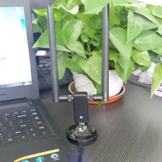 Alt view image 3 of 7 - 1x Wireless Adapter with USB 3.0 WIFI Extension Cable External 2*3dBi Antenna