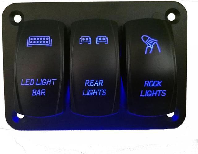 4 Gang 12V LED Toggle Rocker Switch Panel Control Breakers Car Marine Boats  Blue