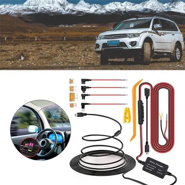 Alt view image 4 of 7 - Acaigel Car Dash Cam DVR Hardwire Cable Kit Video Recorder 12/24V To 5V Mini/ Micro USB Charger Line Kit