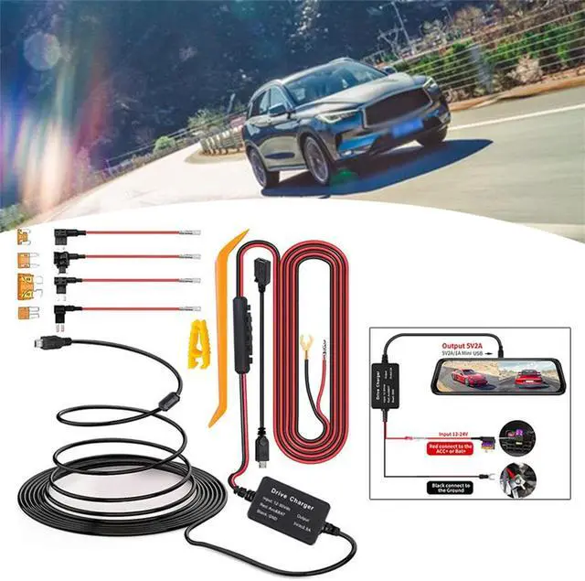 Main image of Acaigel Car Dash Cam DVR Hardwire Cable Kit Video Recorder 12/24V To 5V Mini/ Micro USB Charger Line Kit