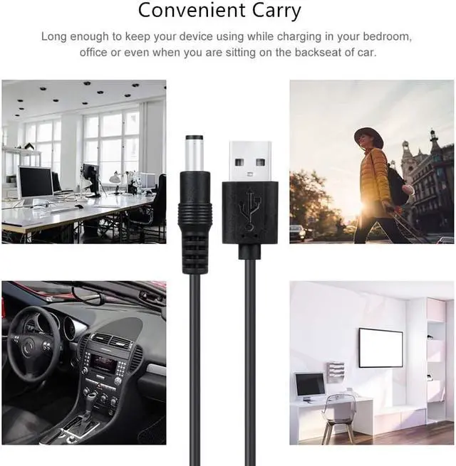 Alt view image 4 of 5 - Acaigel USB to DC Port 5V Charging Cable Power Cord 5.5*2.1mm with 11 Sizes Connector