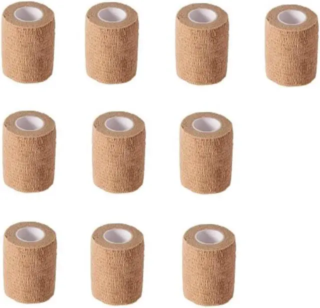 Alt view image 3 of 5 - Acaigel 10 Rolls 5cm x 4.5m Self-Adhesive Bandage Gauze Elastic Adherent Tape Wrap Tan