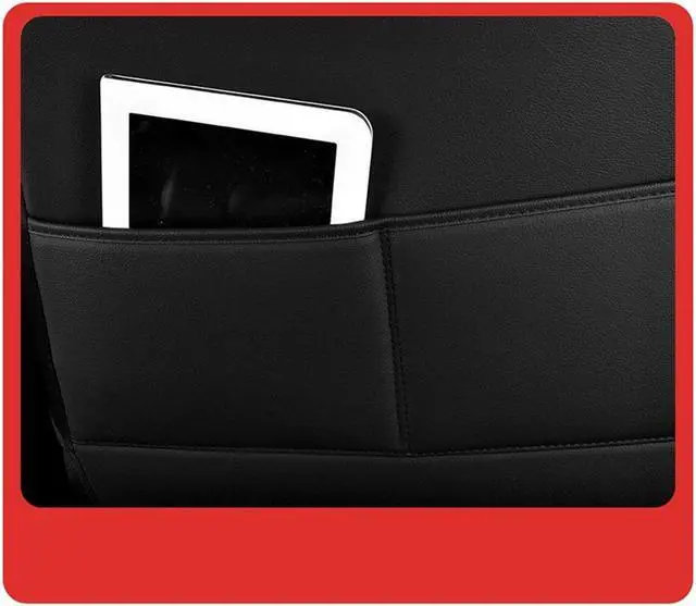 Alt view image 6 of 7 - Acaigel Black Red 5-Seats Luxury Wear-resistant Leather Seat Cover Full Set Seat Cushions Set