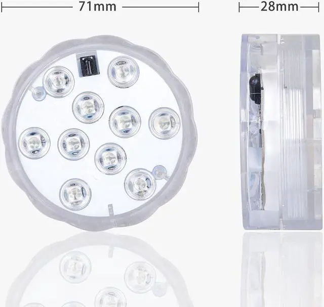 Alt view image 2 of 7 - Acaigel Rechargeable 16-Color Submersible LED Pool Lights with Remote Control (2 Pack)