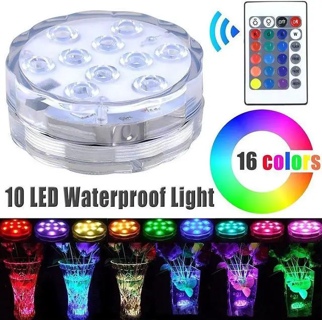Alt view image 4 of 7 - Acaigel Rechargeable 16-Color Submersible LED Pool Lights with Remote Control (2 Pack)