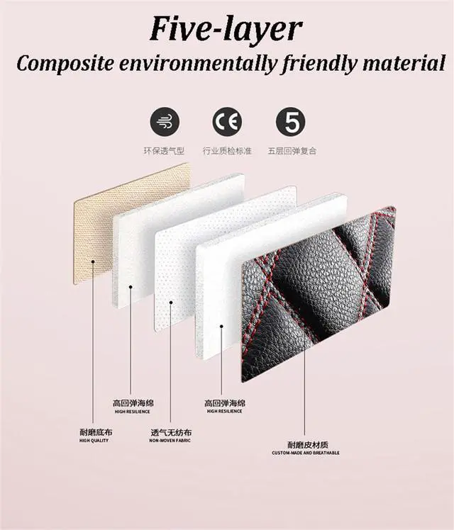 Alt view image 6 of 7 - FYUU Deluxe Edition PU Leather Embroidery Car Seat Cover Cushion Pad 6D Full Surround