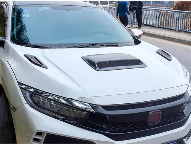 Alt view image 6 of 7 - Paiying 3x Gloss Black Car Hood Scoop Kit Air Flow Bonnet Cover Trim  +Adhesive