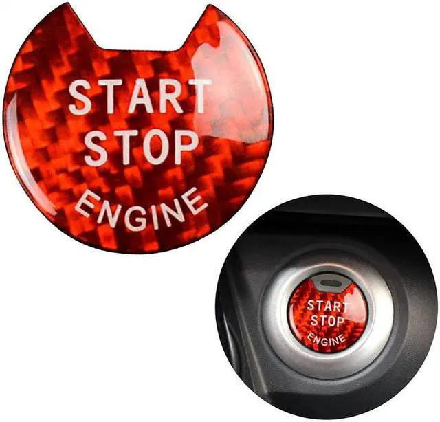 Alt view image 3 of 5 - Acaigel Carbon Fiber Engine Start Stop Push Button Cover Red For Infiniti Q50 Q60 Nissan Sunny