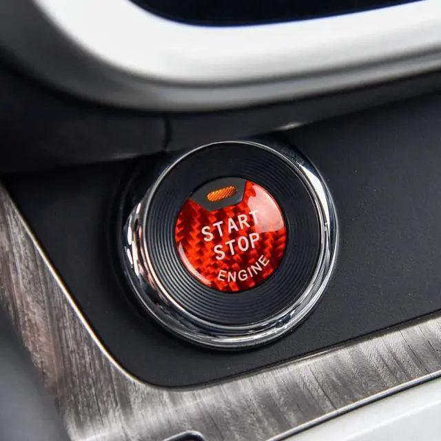 Alt view image 2 of 5 - Acaigel Carbon Fiber Engine Start Stop Push Button Cover Red For Infiniti Q50 Q60 Nissan Sunny