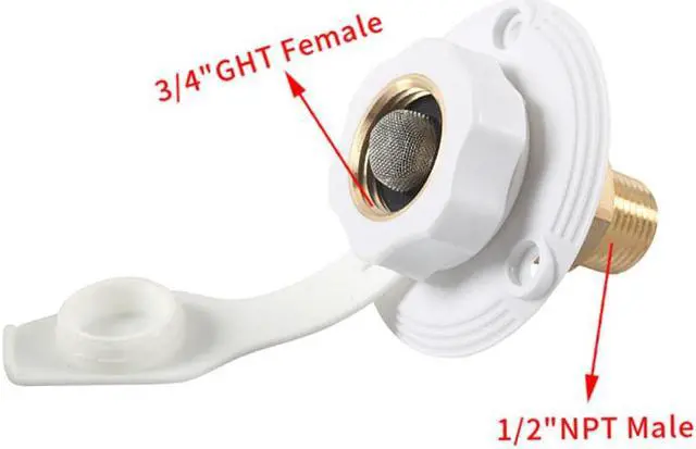 Alt view image 3 of 5 - Acaigel White Water Fill Inlet Flange Brass With Check Valve Fit For Rv Camper