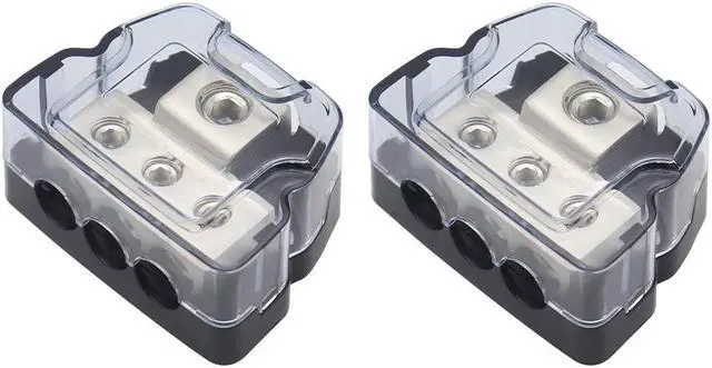 Main image of Yassdwbn 2Set 3Way Distribution Block Car Audio Power Wire Splitter 0 Gauge in4 Gauge Out