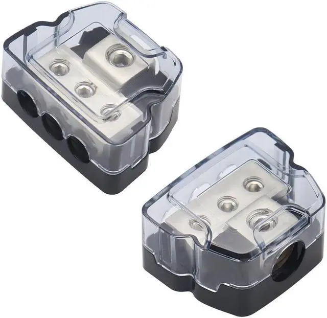 Alt view image 2 of 5 - Yassdwbn 2Set 3Way Distribution Block Car Audio Power Wire Splitter 0 Gauge in4 Gauge Out