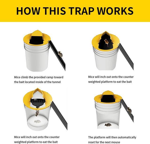 2x Flip N Slide Bucket Lid Mouse Rat Trap Automatic Mouse Trap