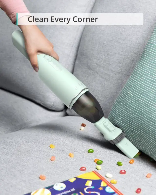 Alt view image 3 of 5 - eufy by anker, HomeVac H11, Cordless Handheld Vacuum Cleaner, Ultra-lightweight 1.2lbs, 5500Pa Suction Power, USB Charging, For Home Cleaning, Frosted Mint
