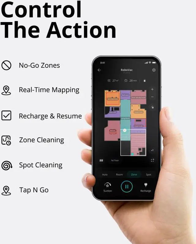 Alt view image 7 of 7 - eufy by Anker, RoboVac X8 Hybrid, Robot Vacuum and Mop Cleaner with iPath Laser Navigation, Twin-Turbine Technology generates 2000Pa x2 Suction, AI. Map 2.0 Technology, Wi-Fi (White)