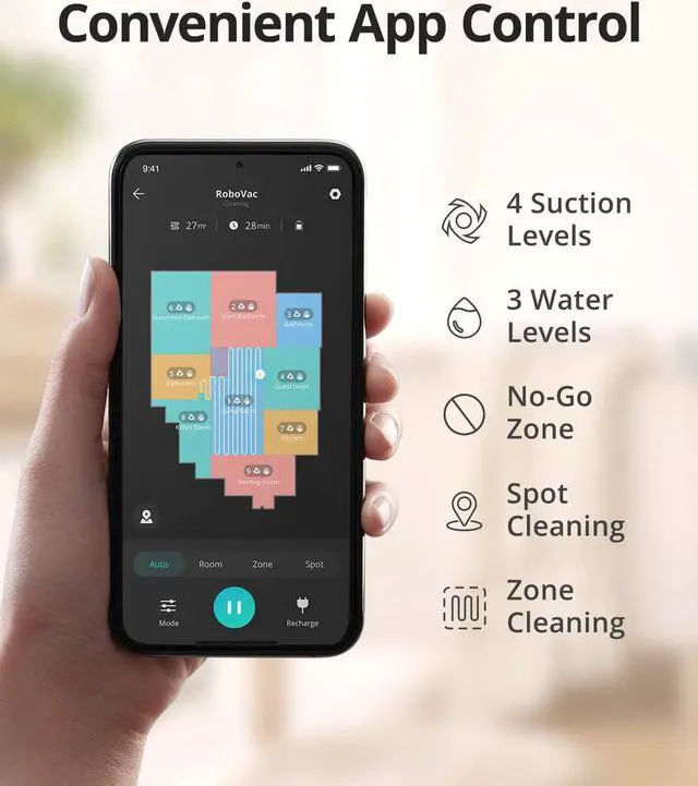 Alt view image 7 of 7 - eufy RoboVac L35 Hybrid Robot Vacuum and Mop with 3,200Pa Ultra Strong Suction, iPath Laser Navigation, Multi Floor Mapping, Advanced App Control, Controllable Water Tank, Works with Alexa