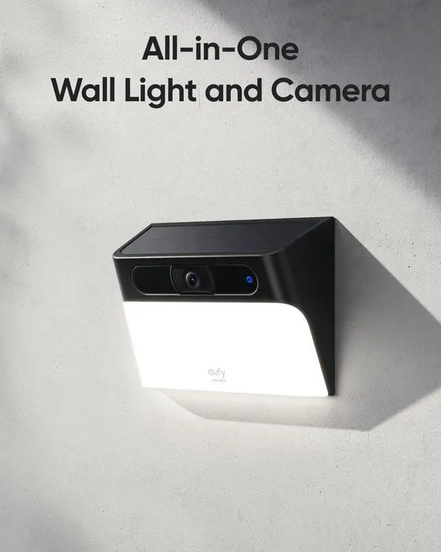 Alt view image 2 of 7 - eufy Security Solar Wall Light Cam S120, Solar Security Camera, Wireless Outdoor Camera, 2K Camera, Forever Power, Motion Activated Light, AI Detection, IP65 Waterproof, Spotlight, No Monthly Fee