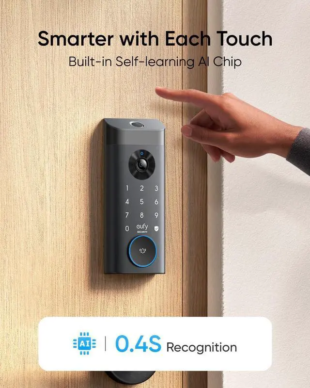 Alt view image 4 of 7 - eufy Security Video Smart Lock E330, 3-in-1 Camera+Doorbell+Fingerprint Keyless Entry Door Lock, WiFi Door Lock,App Remote Control,2K HD,Doorbell Camera,No Monthly Fee