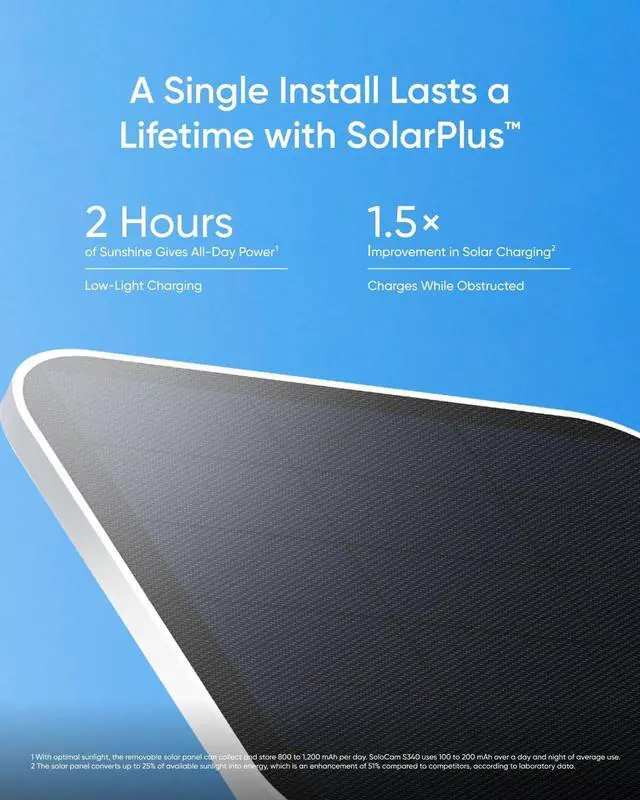 Alt view image 3 of 6 - eufy Security SoloCam S340, Solar Security Camera, Wireless Outdoor Camera, 360 Degree Pan & Tilt Surveillance, No Blind Spots, 2.4 GHz Wi-Fi, No Monthly Fee, HomeBase S380 Compatible (Renewed)