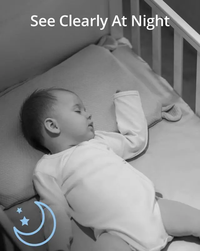 Alt view image 4 of 6 - eufy Baby Wi-Fi Baby Monitor 2K with Noise Detection, Night Vision, Room Temperature Detection, Camera, Easy Setup, User-Friendly App, Requires 2.4GHz Wi-Fi (Renewed)
