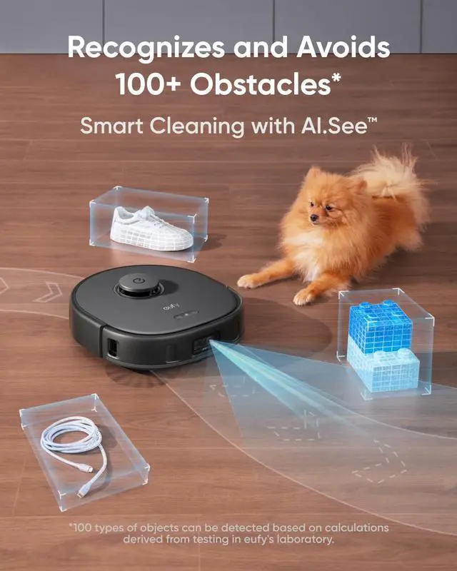 Alt view image 5 of 6 - eufy X10 Pro Omni Robot Vacuum and Mop with 8,000 Pa Suction, Dual Mops with 12 mm Auto-Lift and Carpet Detection, AI Obstacle Avoidance, Auto Mop Washing, Auto Drying, Self-Emptying, Self-Refilling
