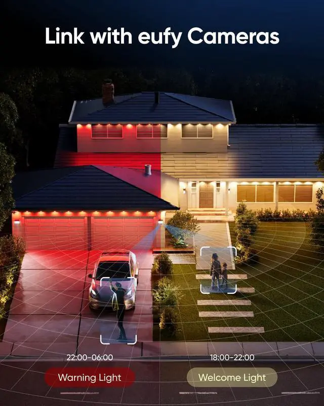 Alt view image 6 of 7 - eufy Permanent Outdoor Lights E120, 100ft with 60 Dual-LED RGB and Warm White Eave Lights, App Control, AI Light Design, Endless Themes for Halloween Décor, Christmas Lights, Links with Cameras