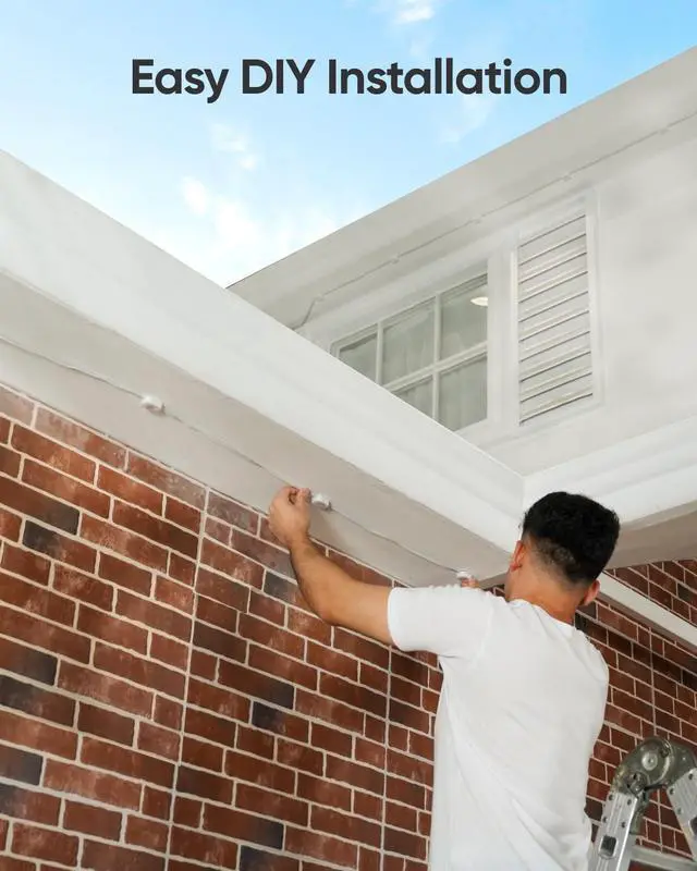 Alt view image 7 of 7 - eufy Permanent Outdoor Lights E120, 100ft with 60 Dual-LED RGB and Warm White Eave Lights, App Control, AI Light Design, Endless Themes for Halloween Décor, Christmas Lights, Links with Cameras