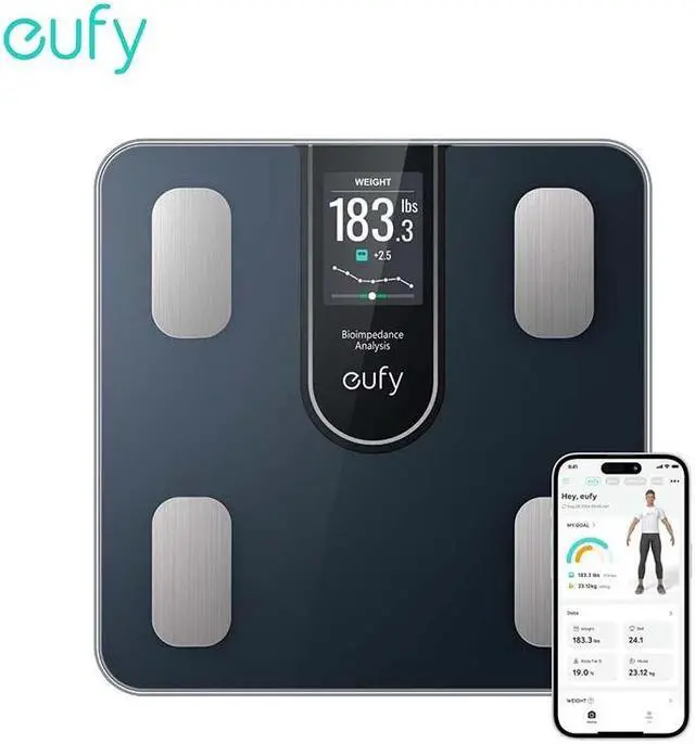 Main image of eufy Smart Scale C20, Digital Bathroom Body Fat Scale with Large TFT Screen, All-in-One Display for Offline Use, Bluetooth Scale for Body Weight with 16 Metrics, BMI, Multi-Modes, High Accuracy