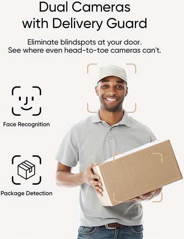 Alt view image 3 of 6 - eufy Security Video Doorbell E340 (Battery Powered), Dual Cameras with Delivery Guard, 2K Full HD and Color Night Vision, HomeBase S380 Compatible, No Monthly Fee