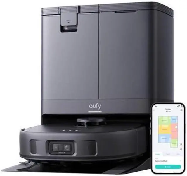 Main image of eufy X10 Pro Omni Robot Vacuum and Mop with 8,000 Pa Suction, Dual Mops with 12 mm Auto-Lift and Carpet Detection, AI Obstacle Avoidance, Auto Mop Washing, Auto Drying, Self-Emptying (Renewed)