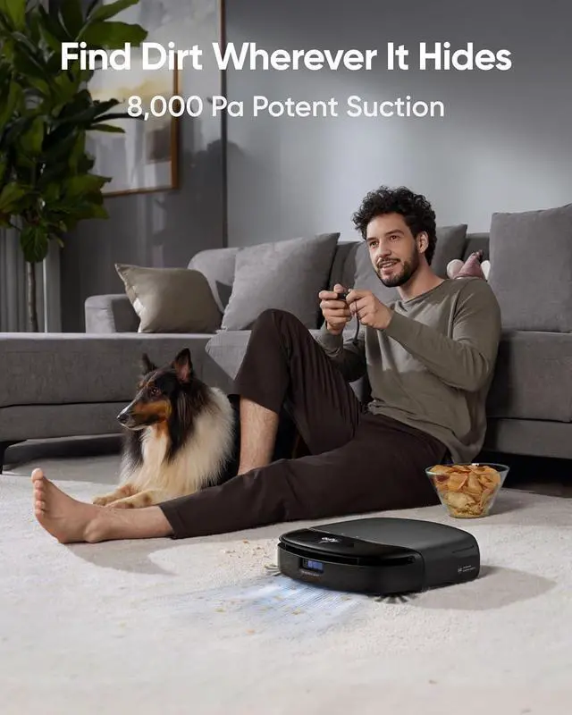 Alt view image 6 of 6 - eufy Robot Vacuum Omni S1 Pro with All-in-One Station, Floor Washing Robot Vacuum and Mop, Eco-Clean Ozone, 8000 Pa Suction, Obstacle Avoidance, Auto Mop Washing & Drying, Self-Emptying