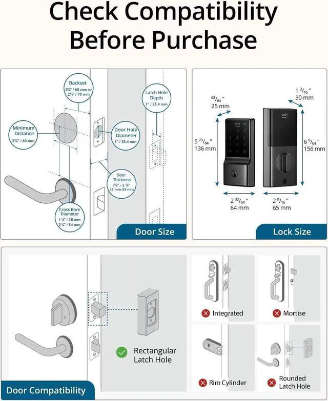Alt view image 6 of 7 - eufy Security Smart Lock C210, Keyless Entry Door Lock for Front Door, Built-in WiFi Deadbolt, No Bridge Required, Easy Installation, Touchscreen Keypad, App Remote Control, 4 AA Batteries, Nickel