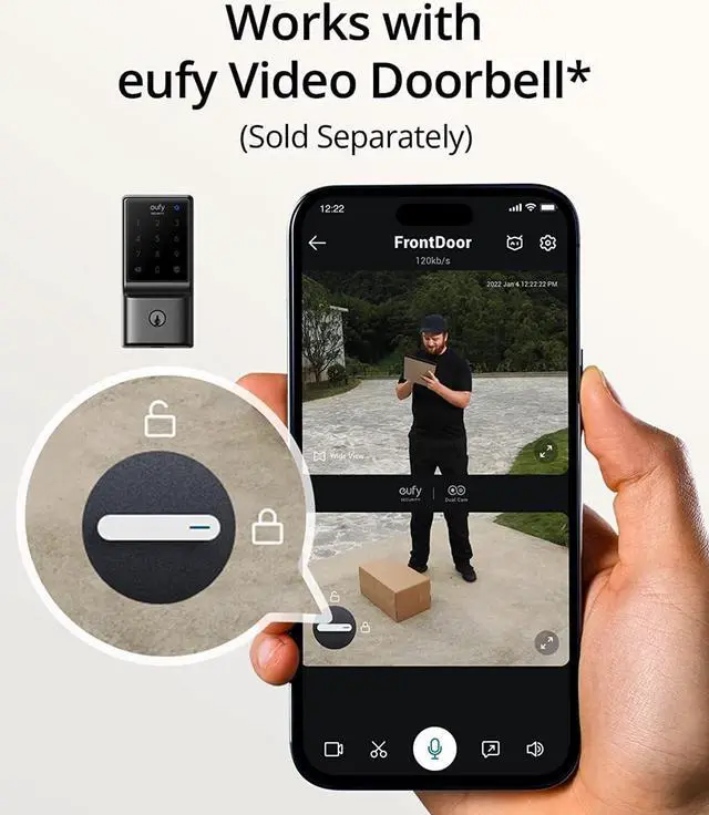 Alt view image 7 of 7 - eufy Security Smart Lock C210, Keyless Entry Door Lock for Front Door, Built-in WiFi Deadbolt, No Bridge Required, Easy Installation, Touchscreen Keypad, App Remote Control, 4 AA Batteries, Nickel