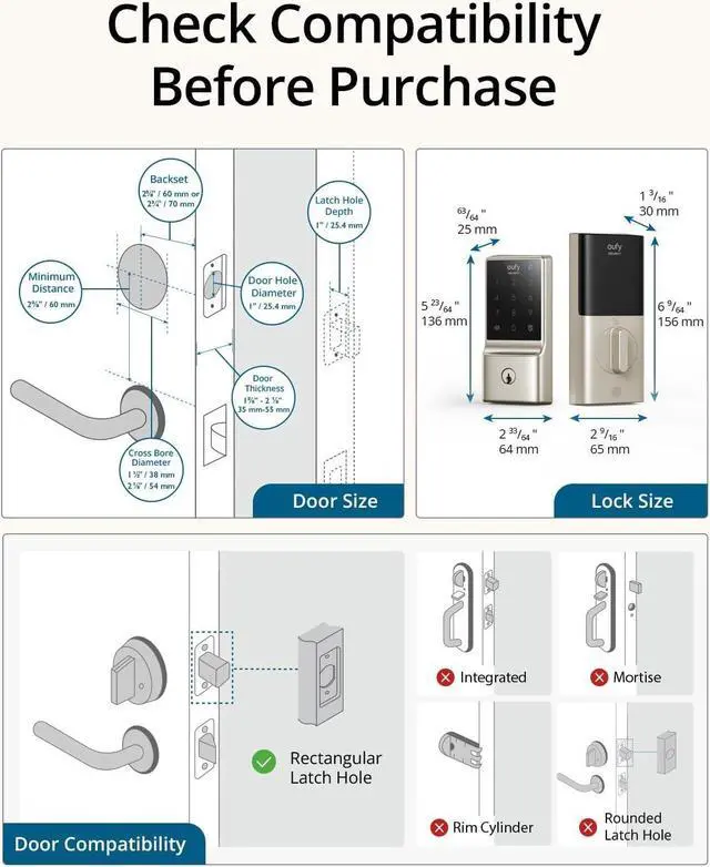 Alt view image 5 of 6 - eufy Security Smart Lock C210, Keyless Entry Door Lock for Front Door, Built-in WiFi Deadbolt, No Bridge Required, Easy Installation, Touchscreen Keypad, App Remote Control, 4 AA Batteries, Nickel