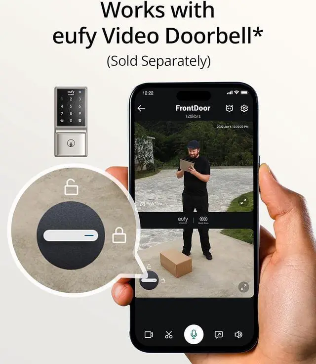 Alt view image 6 of 6 - eufy Security Smart Lock C210, Keyless Entry Door Lock for Front Door, Built-in WiFi Deadbolt, No Bridge Required, Easy Installation, Touchscreen Keypad, App Remote Control, 4 AA Batteries, Nickel