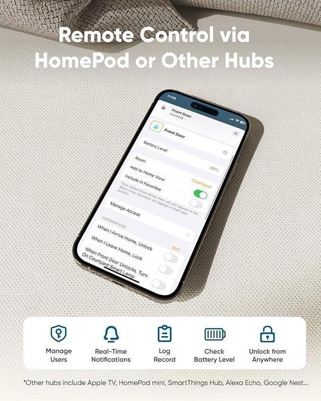 Alt view image 5 of 7 - eufy Security Smart Lock E30, Fingerprint Keyless Entry Door Lock with Apple Home Ecosystem, Built-in Wi-Fi Deadbolt, Smart Door Lock for Front Door or Back, Supports Apple Home, Alexa, Google