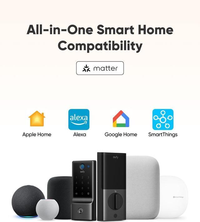 Alt view image 6 of 7 - eufy Security Smart Lock E30, Fingerprint Keyless Entry Door Lock with Apple Home Ecosystem, Built-in Wi-Fi Deadbolt, Smart Door Lock for Front Door or Back, Supports Apple Home, Alexa, Google