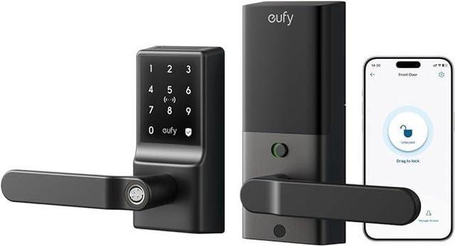 Main image of eufy Smart Lock C33, Keyless Fingerprint Door Lock with Handle, Integrated Wi-Fi, Remote Control via App, Biometric Entry Knob, Auto-Locking, IP53 Waterproof (2025 New Version)