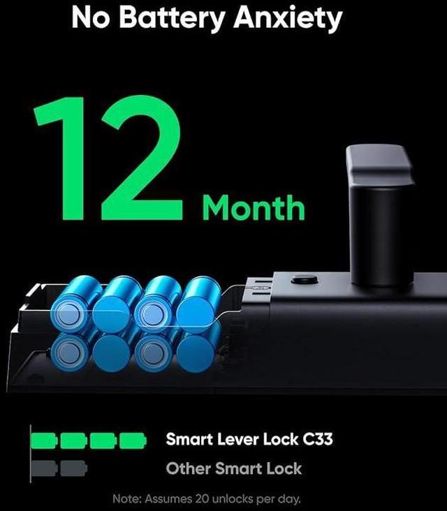 Alt view image 3 of 6 - eufy Smart Lock C33, Keyless Fingerprint Door Lock with Handle, Integrated Wi-Fi, Remote Control via App, Biometric Entry Knob, Auto-Locking, IP53 Waterproof (2025 New Version)